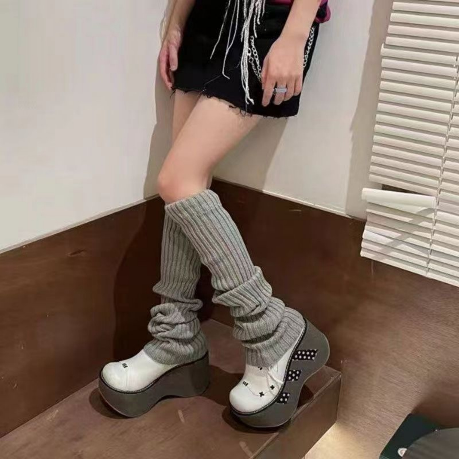 한국 스타일 니트 레그 워머, Y2K 하라주쿠 감성 양 - Knee Sleeve Pair 리뷰 및 가격
